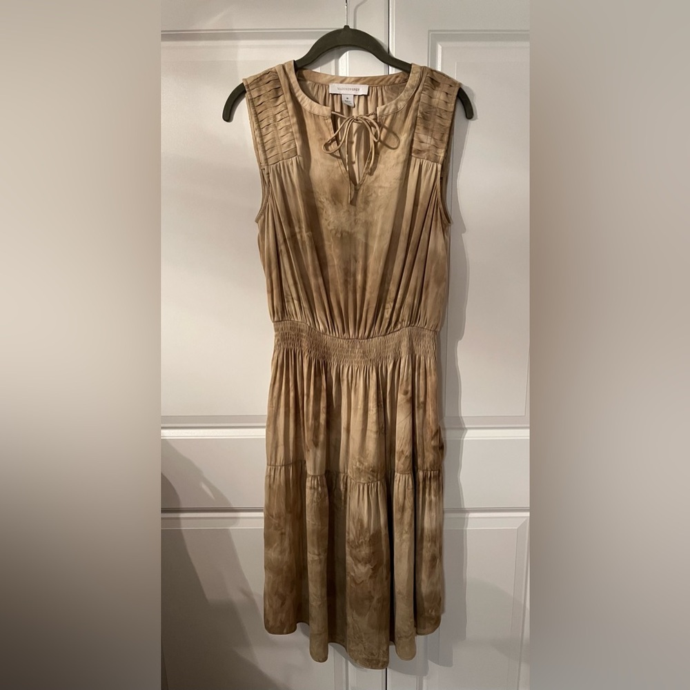 Madison Gray Sleeveless Acid Wash Tiered Midi Dress- Medium